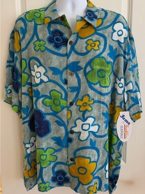 Jams World Men's Hawaiian Aloha Short Sleeve Shirt, XL, “Gimlet - Surf Line”,NWT